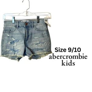 NWT Abercrombie Kids Light Blue High Rise Mini Mom Shorts in 9/10